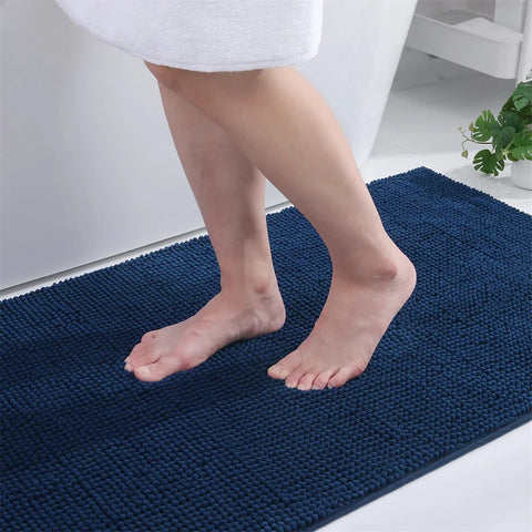 Navak Carpet Olanly Chenille-Badezimmerteppich, extra weich, zottelige Badematte, rutschfeste Badezimmer-Bodenmatte, wasserabsorbierende Plüsch-Mikrofaser-Teppiche für die Dusche