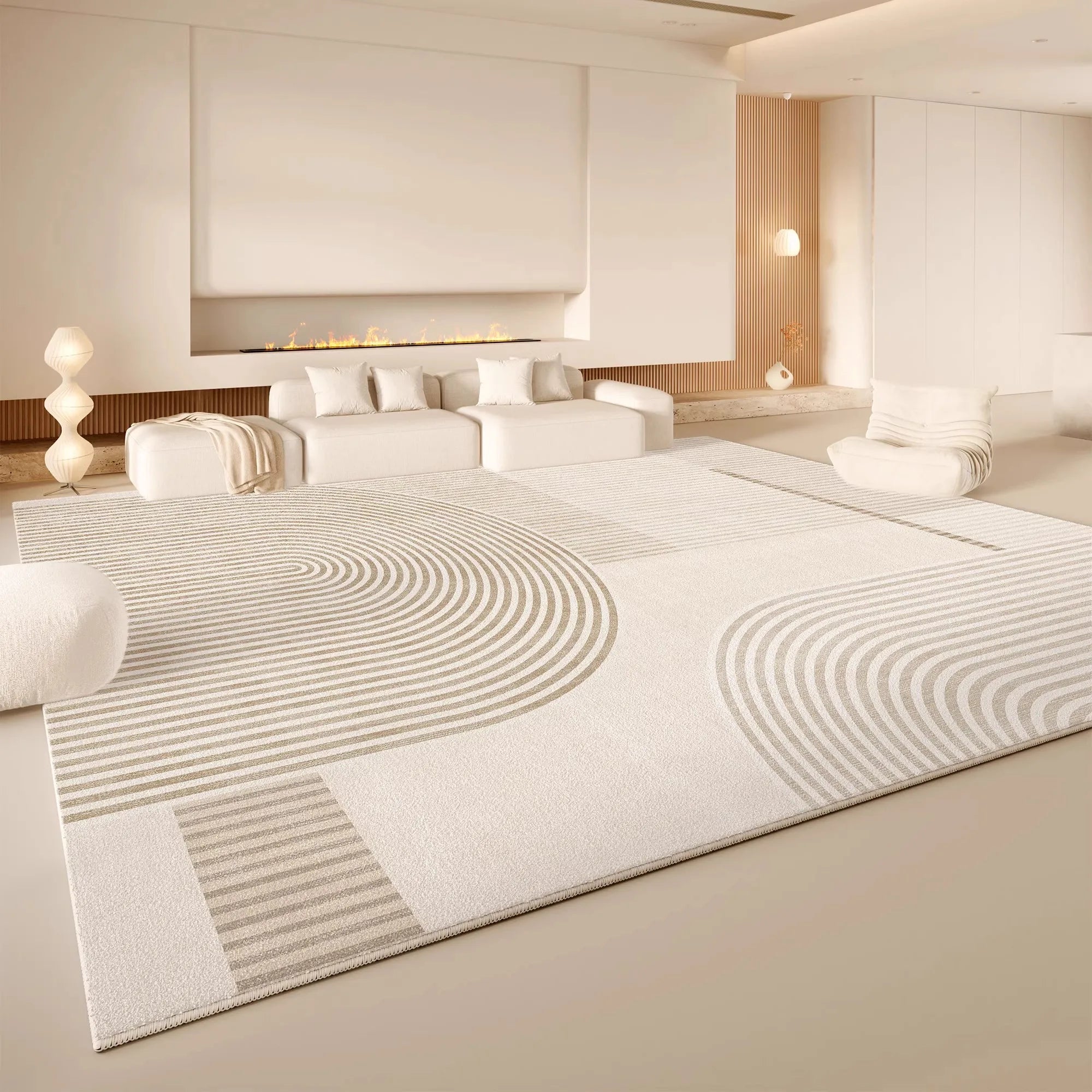 Navak Carpet Exclusive Picks Cremefarbener Wind-Teppich für das Wohnzimmer, leichtes, luxuriöses Premium-Feeling, Bodenmatte aus Kunstkaschmir, groß, voll gepflastert, Home Essentials