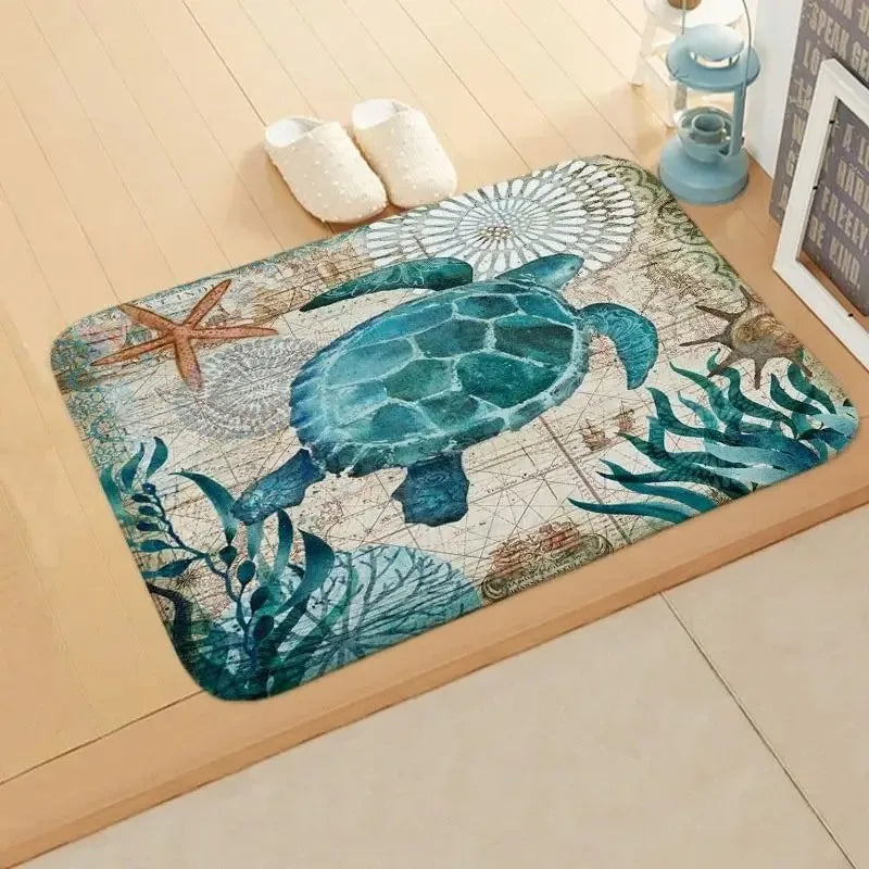 Navak Carpet Beach Seesternmuster Fußmatte Wohnzimmer Eingangsbereich Eingangsteppich Heimdekoration Küche Badezimmer saugfähige Bodenmatte