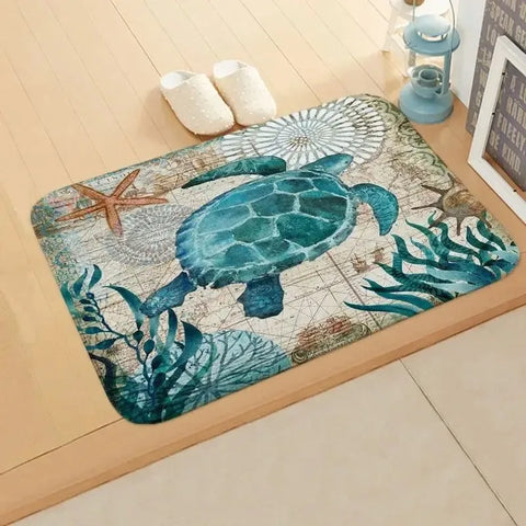 Navak Carpet Beach Seesternmuster Fußmatte Wohnzimmer Eingangsbereich Eingangsteppich Heimdekoration Küche Badezimmer saugfähige Bodenmatte