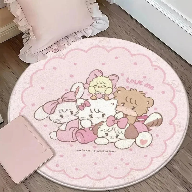Navak Carpet Daily Picks DISNEY Kawaii Mikko Mousse Runde Matte Souffle Cammy Latte süßer Nachttisch Wohnzimmer Schlafzimmer Teppich Bodendekor Mädchen Teppich