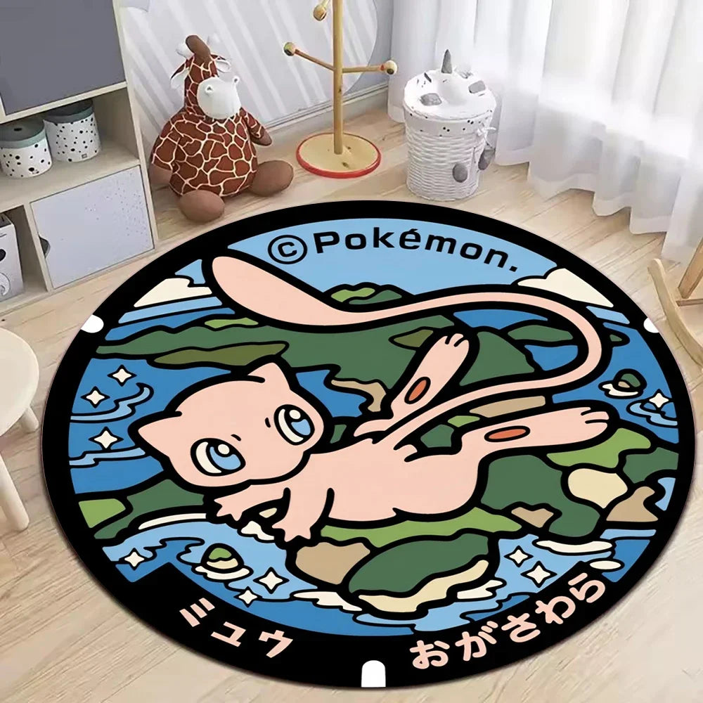Navak Carpet Daily Picks Round Pokemon Rug for Living Room Decor Bedroom Rug Lounge Balcony Sofa Mat Coffee Table Mat Swivel Chair Mat Kids Gift