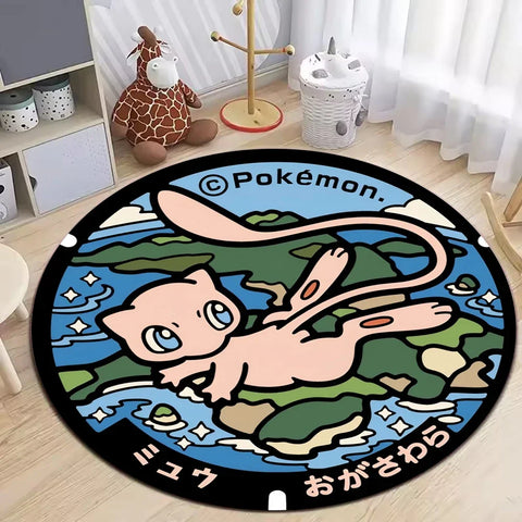 Navak Carpet Daily Picks Round Pokemon Rug for Living Room Decor Bedroom Rug Lounge Balcony Sofa Mat Coffee Table Mat Swivel Chair Mat Kids Gift
