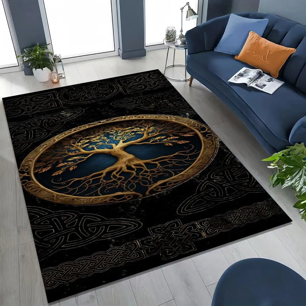Navak Teppich, nordisches Wikinger-Kriegersymbol, Valhalla, Valknut, Rune, Moto-Teppich für Schlafzimmer, Wohnzimmer, Sofa, Zuhause, Fußmatte, Dekor, rutschfeste Bodenmatte
