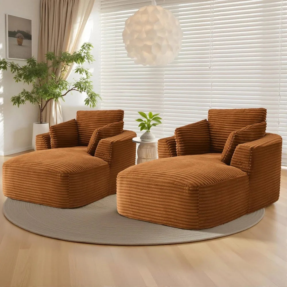 Navak Carpet „65“ Cord-Sofa ohne Knochen – luxuriöse, übergroße Chaiselongue mit tiefer Sitzfläche, Lese-/Schlafsessel für das Wohnzimmer