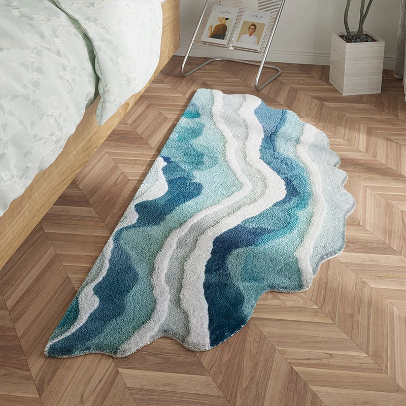 Navak Teppich, nordischer Stil, Schlafzimmer-Dekor, Teppich, Zuhause, flauschiger, weicher Teppich, unregelmäßige Formen, Teppiche für Wohnzimmer, dicke Plüsch-Bodenmatte am Bett