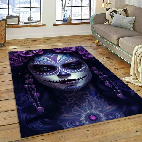 Navak Teppich, Horror-Totenkopf-Mädchen, tot, Gothic, untote Frau, Teppich für Zuhause, Wohnzimmer, Schlafzimmer, Sofa, Fußmatte, Dekoration, Kinderbereich, rutschfeste Matte