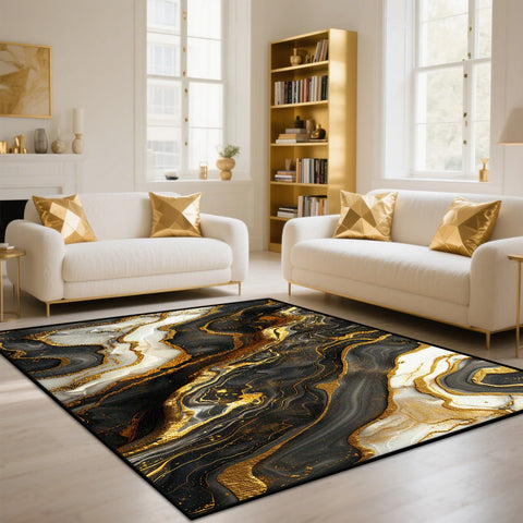Navak Teppich, goldene abstrakte Marmorstreifen, Teppiche für Wohnzimmer, luxuriöse Schlafzimmerdekoration, große Teppiche, Sofaseite, weiche Lounge-Bodenmatte
