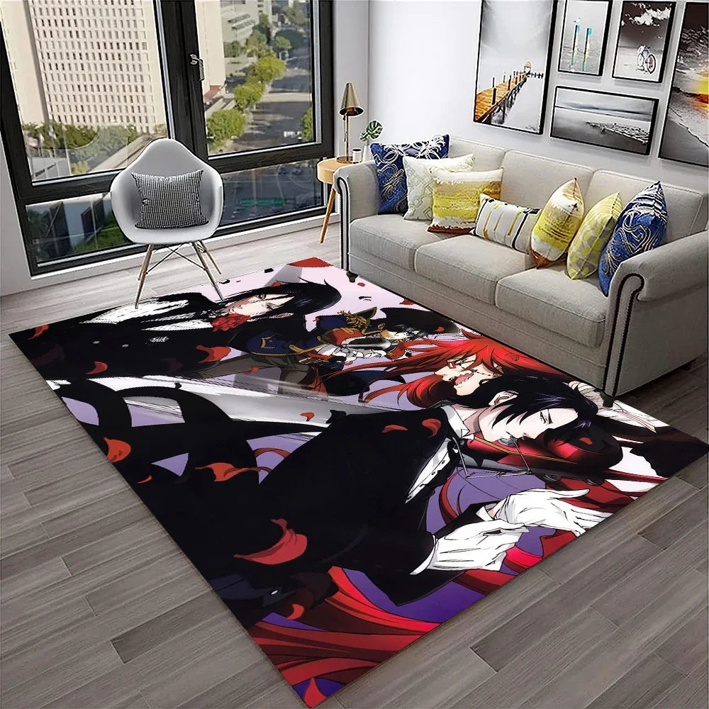 Navak Teppich, 3D-Anime, Black Butler, Cartoon-Teppich für Zuhause, Wohnzimmer, Schlafzimmer, Sofa, Fußmatte, Dekoration, Kinderspielbereich, rutschfeste Bodenmatte