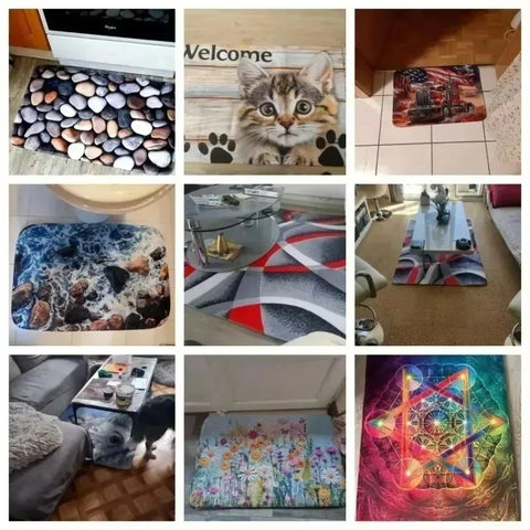 Navak Carpet Weiche, rutschfeste und saugfähige Flanell-Fußmatte mit grünem Pflanzendesign, waschbarer Badezimmer- und Küchenteppich, Heimdekorationsteppich