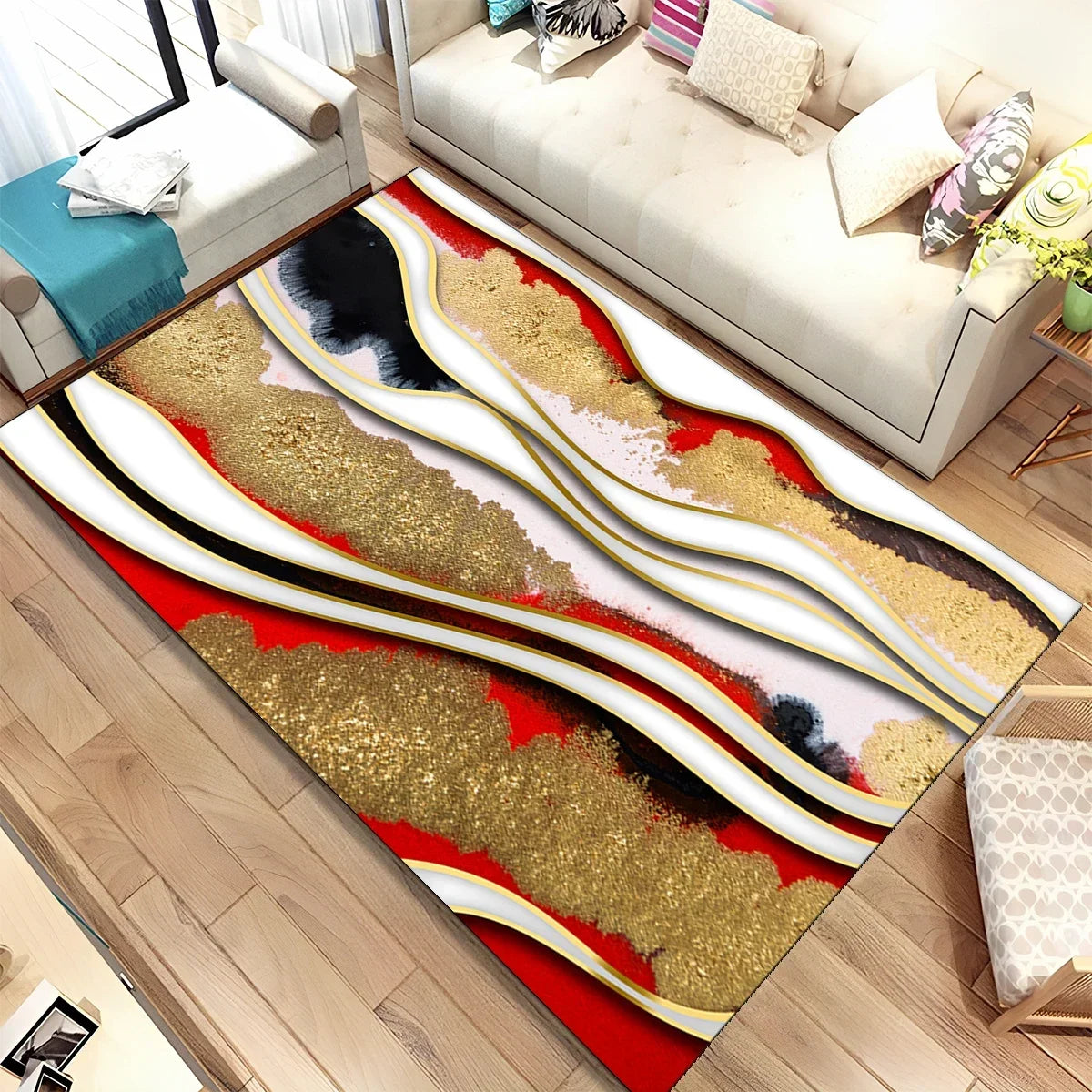 Navak Carpet Colour Gold Nordic Marble Splendid Area Rug Large Carpet Marbling Rugs for Home Living Room Bedroom Decor Door Mat Floor Mats