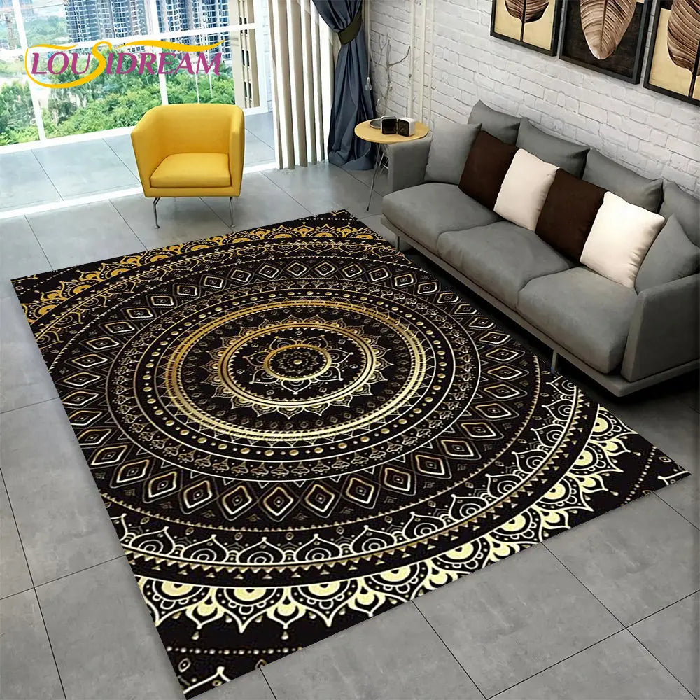 Navak Carpet Bohemia Mandala Geometrischer Teppich, Teppich für Zuhause, Wohnzimmer, Schlafzimmer, Sofa, Fußmatte, Küchendekor, rutschfeste Fußmatten für Kinder