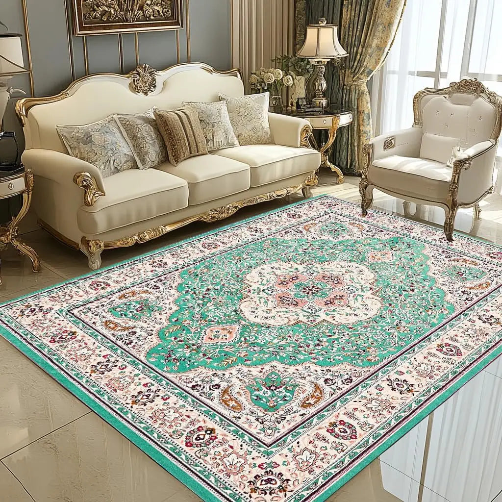 Navak Carpet Beige &amp; Elfenbein, waschbarer Flanell-Teppich, schmutzabweisend und rutschfest, Heimdekor-Teppich, für stark frequentierte Bereiche im Wohnzimmer