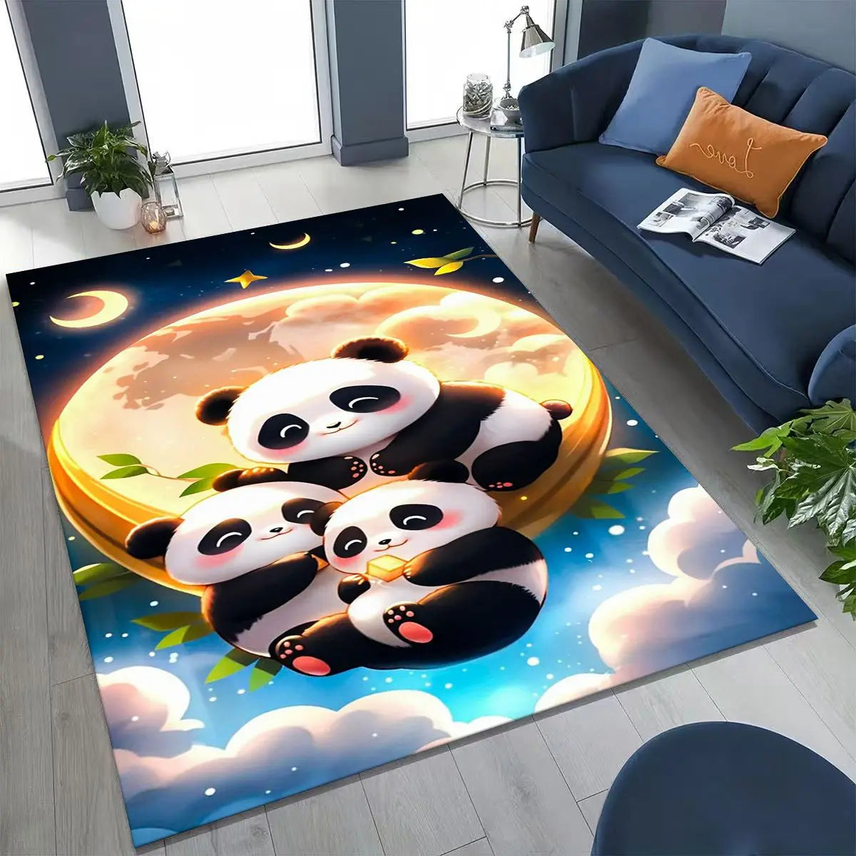 Navak Carpet 2026 New Dream Panda Niedlicher Cartoon-Kunst-Teppich für Schlafzimmer, Wohnzimmer, Sofa, Zuhause, Fußmatte, Dekor, große rutschfeste Bodenmatte für Kinder zum Spielen, Geschenk
