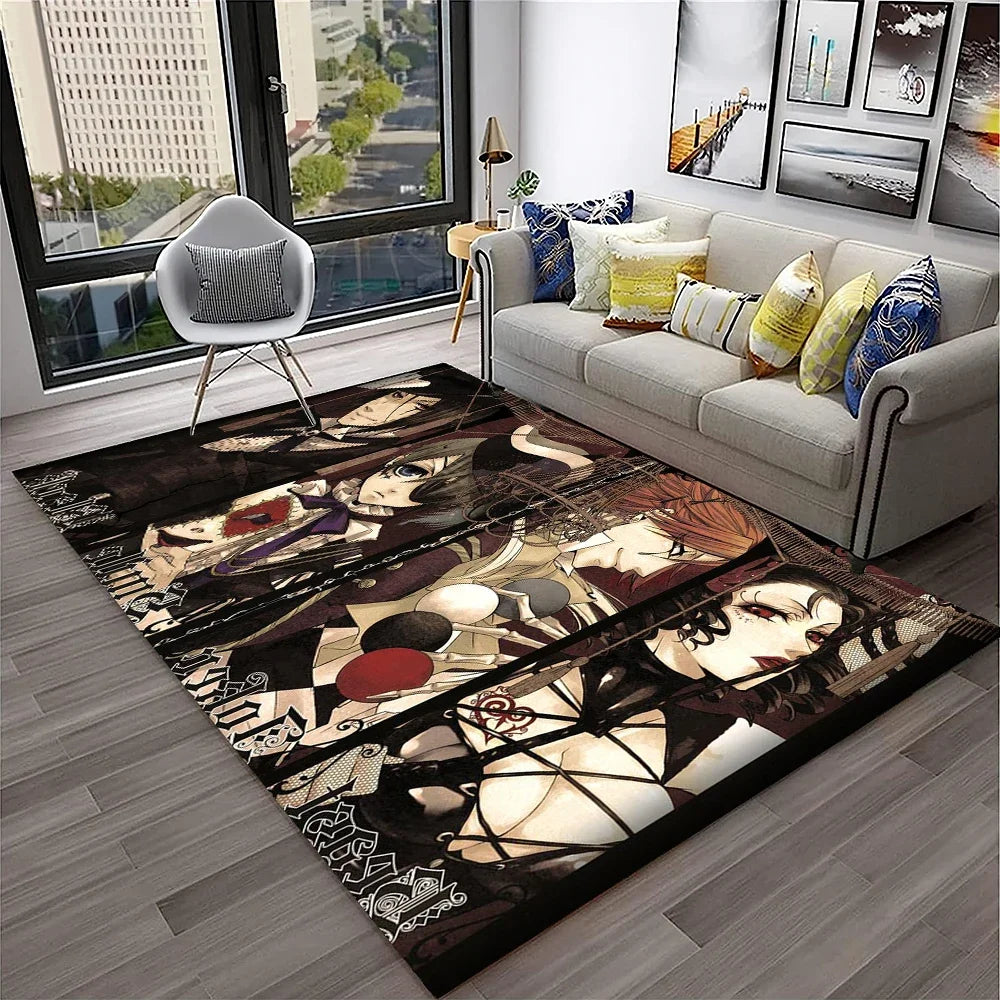 Navak Teppich, 3D-Anime, Black Butler, Cartoon-Teppich für Zuhause, Wohnzimmer, Schlafzimmer, Sofa, Fußmatte, Dekoration, Kinderspielbereich, rutschfeste Bodenmatte