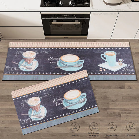 Navak Teppich, Kaffee, Küchenteppiche, rutschfest, saugfähig, für Schlafzimmer, luxuriöse Eingangsmatte, waschbar, Anti-Ermüdungs-Teppich, lang, groß, wasserdichte Matte