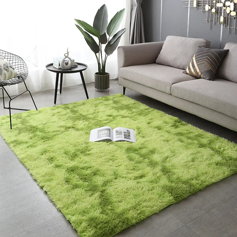 Navak Teppich, weicher, langer Plüschteppich für Schlafzimmer, Wohnzimmer, flauschige Teppichmatten mit Farbverlauf, Batik-Bodenteppiche, Erkerfenster, Heimdekoration