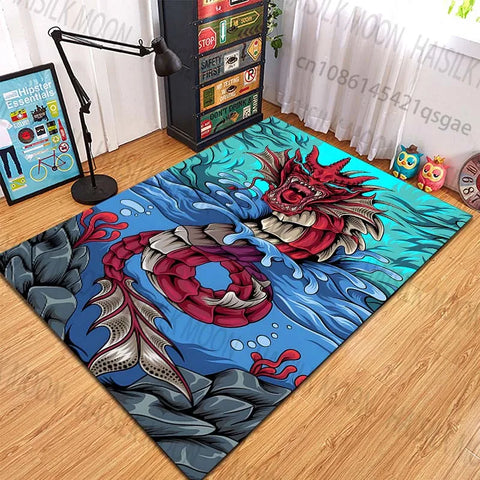 Navak Carpet 1PC Pokémon Gyarados Print Carpet Rug for Living Room Bedroom Sofa Decor Kids Play Home Area Rug Non-slip Mat Game Room Rugs
