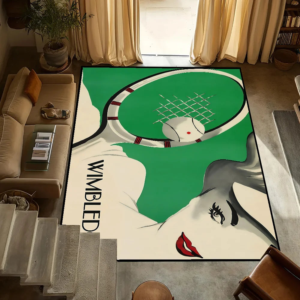 Navak Teppich kleiner Teppich Anti-Rutsch Küche W-Wimbledon Schlafzimmer Handgefertigter cooler Tufted Teppich Wohndesign Meisterschaftszimmer Eingangsdekoration