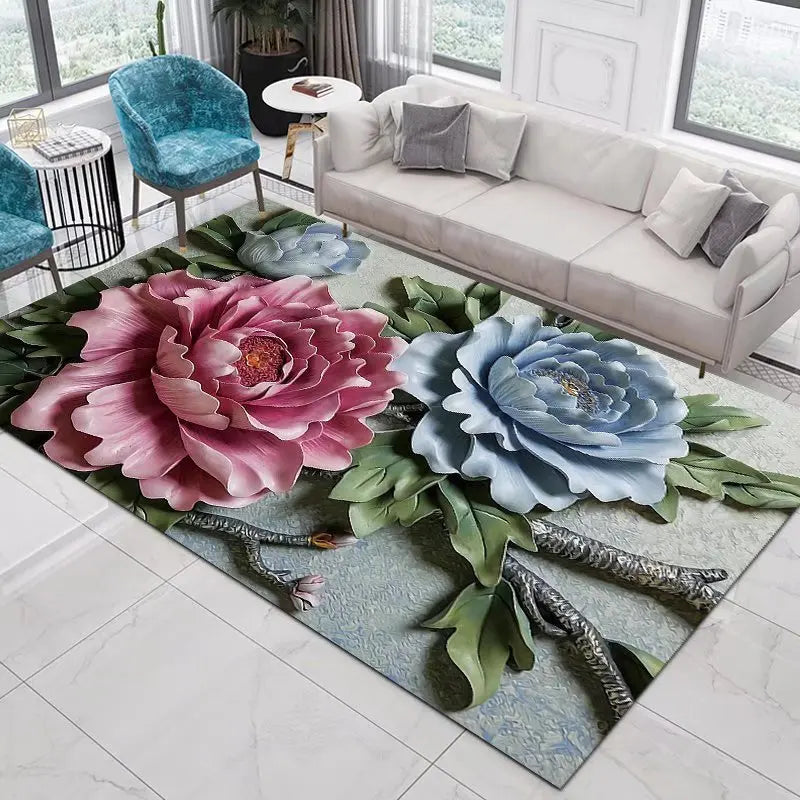 Navak Teppich, Heimdekoration, Eingangstürmatte, Blume, Rose, Pfingstrose, pastoral, 3D-gedruckter Teppich, Wohnzimmerteppich, pelzige Matte, Teppich, Schlafzimmerdekoration
