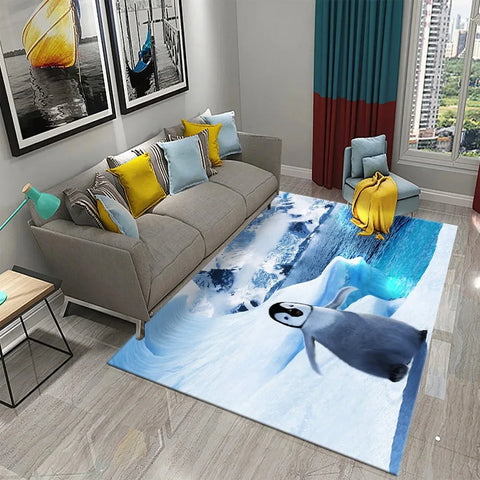 Navak Carpet Antarctica Penguin Pattern Carpet Lovely Animal Design Living Room Bedroom And Bathroom Non-Slip Carpet