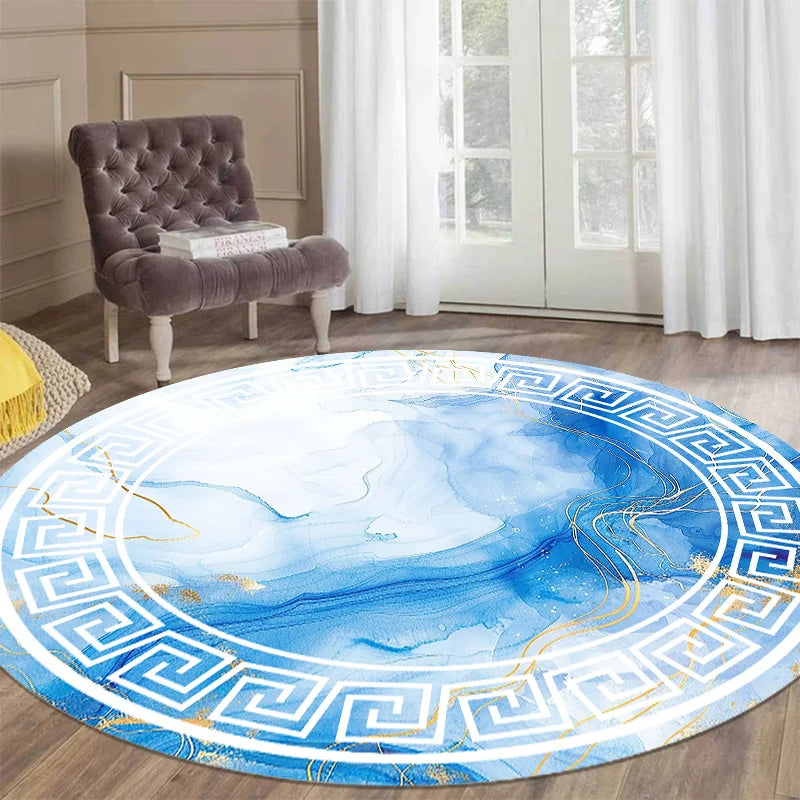 Navak Teppich, luxuriöser Stil, runder Teppich, Wohnzimmer, weiß, schwarz, grün, Marmormuster, Zimmerteppiche, waschbar, rutschfest, Dekor-Fußmatten für Schlafzimmer