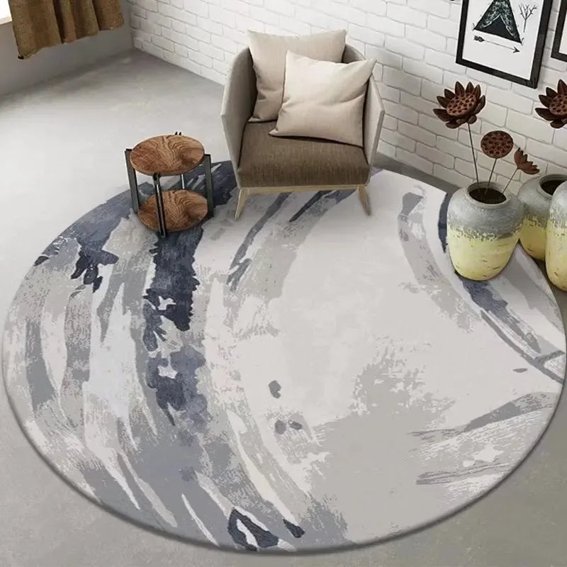 Navak Teppich Abstrakte Kunst Runder Teppich Wohnzimmer Sofa Schlafzimmer Dekorativer Teppich Computerstuhl Bodenmatte Rutschfest