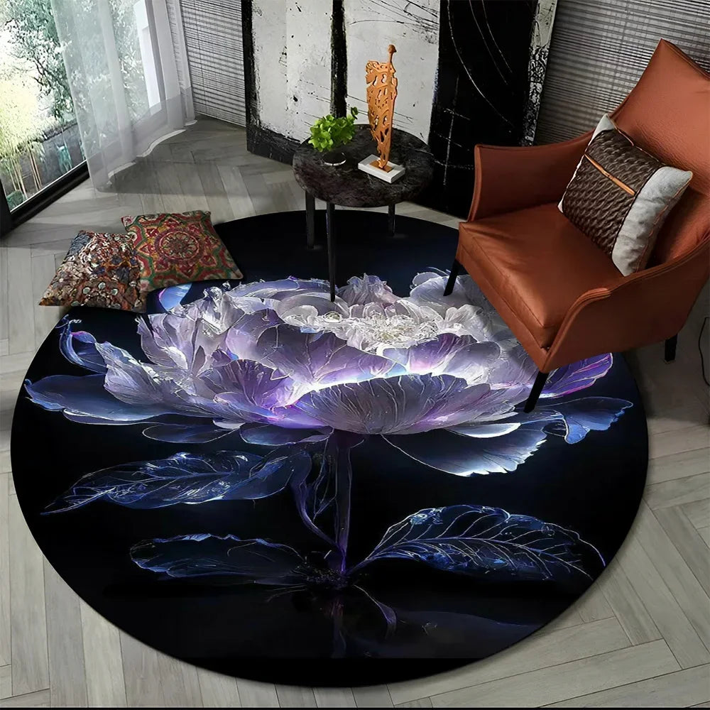 Navak Teppich, 3D, luxuriös, Blumen, Rosen, Gänseblümchen, nordischer runder Teppich für Wohnzimmer, Schlafzimmer, Kinderspielzimmer, Stuhldekoration, Haustierbereich, rutschfeste Matte