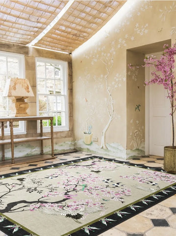 Navak Teppich, künstlerischer Blumenteppich, Blumenvogel, luxuriöser dekorativer Teppich, Wohnzimmer, große Teppiche, gemütlich, rutschfest, pflegeleicht, Schlafzimmerteppich, 양탄자
