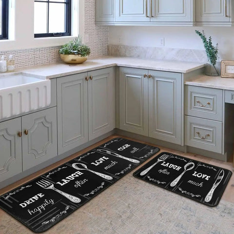 Navak Carpet Exclusive Picks 2-teilige Küchenteppiche und -matten in Kaffeebraun, rutschfest, waschbar, flecken- und lichtbeständig, Läuferteppich für den Küchenflur, Küchen- und Heimdekoration