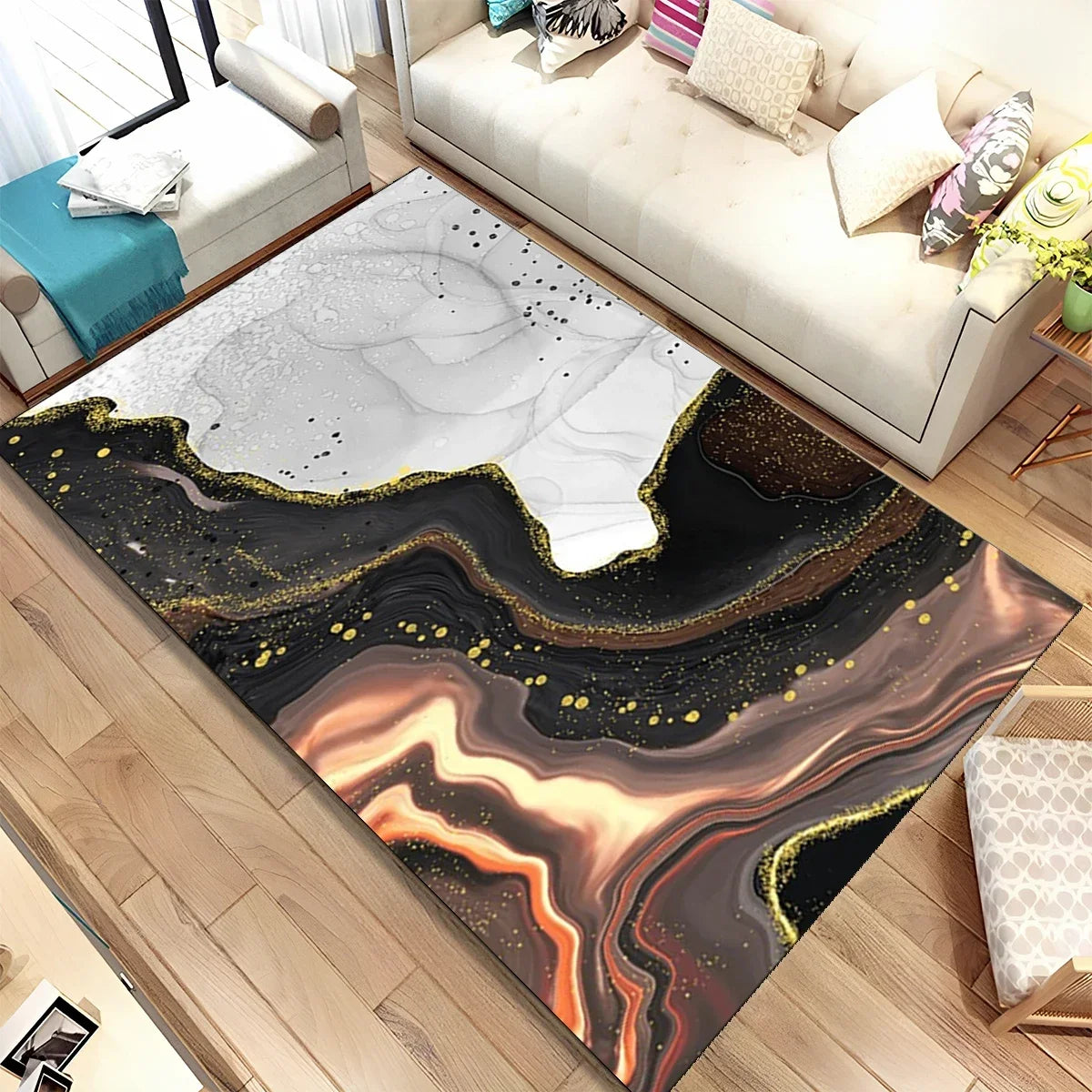 Navak Carpet Colour Gold Nordic Marble Splendid Area Rug Large Carpet Marbling Rugs for Home Living Room Bedroom Decor Door Mat Floor Mats
