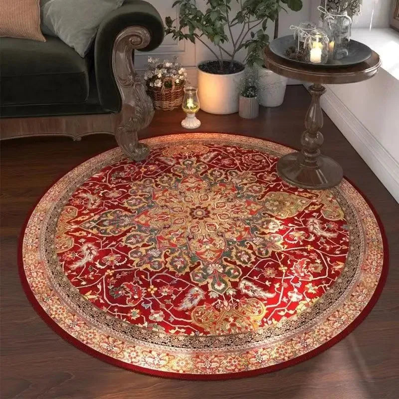 Navak Teppich, marokkanischer Blumenteppich, rund, waschbar, für Wohnzimmer und Esszimmer