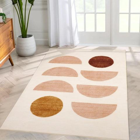 Navak Carpet Lahome Boho-Teppich mit Halbkreismuster für Wohnzimmer, Dekoration, Schlafzimmer, weiche Matten, Küchentisch, rutschfeste Teppiche, Lounge-Sofa, Bodenmatte