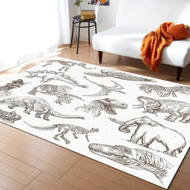 Navak Teppich, Cartoon-Dinosaurier-Teppich, Dino-Teppich, rutschfeste Dinosaurier-Bodenmatte für Spielzimmer, Klassenzimmer, Kinderzimmer-Dekor, Krabbelmatte für Kinder