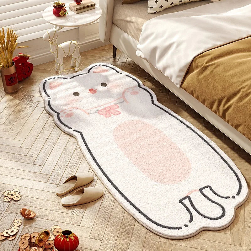 Navak Teppich, süßer Katzenteppich, Schlafzimmer, Nachttisch, Bodenmatte, Läufer, weich, flauschig, lange Teppiche, Cartoon-Tier, süßes Mädchen, Heimdekoration