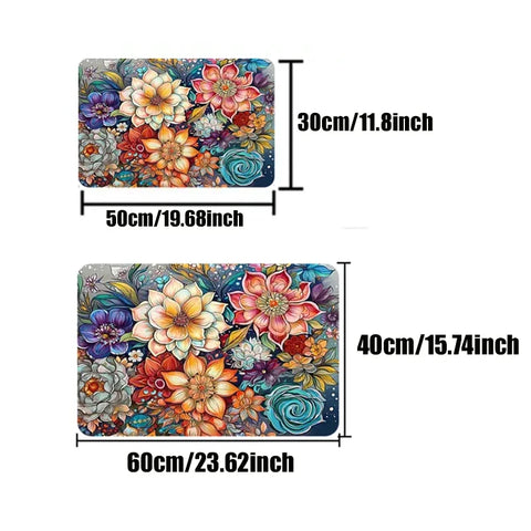 Navak Carpet 1 Stück Fußmatte mit Blumenbuchstaben-Aufdruck „Willkommen“, rutschfester Badvorleger, farbecht, Bodenmatte für Küche und Garten, waschbar, Heimdekor-Teppiche
