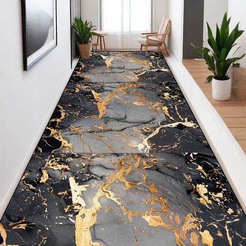 Navak Carpet Nordic Marble Style Long Corridor Carpets Villa Hall Non-slip Washable Runners Rugs Home Hotel Passageway Aisle Mat Customizable