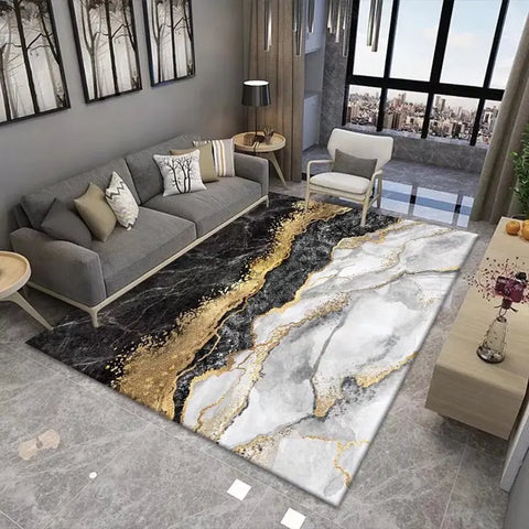 Navak Carpet Teppich mit Marmormuster – weicher Wohnzimmerteppich, rutschfeste, waschbare Bodenmatte für Schlafzimmer, Nachttisch, moderne Wohnkultur