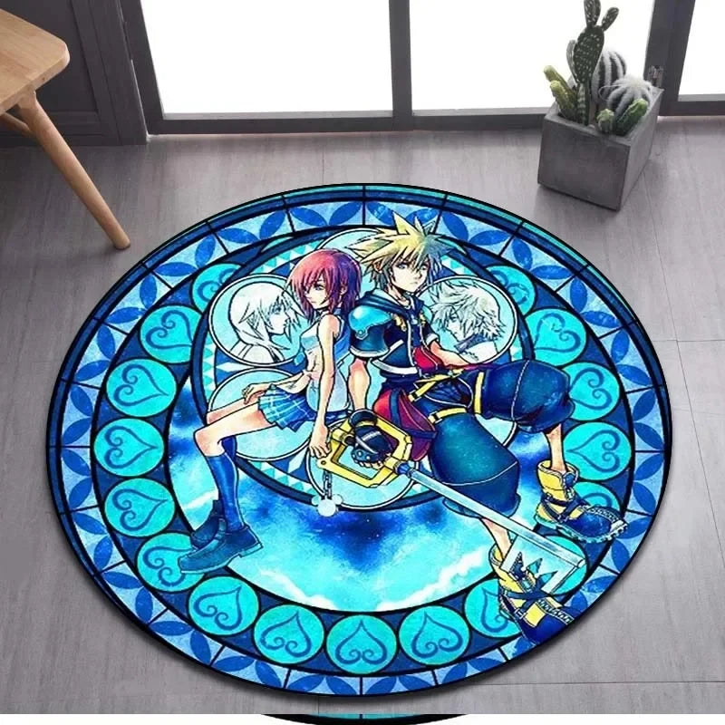 Navak Carpet Daily Picks DISNEY Kingdom Hearts Cartoon-Muster Bereich Teppich Runde Bodenmatte Kind Wohnzimmer Teppich Badezimmer Küche Fußmatte Dekorieren