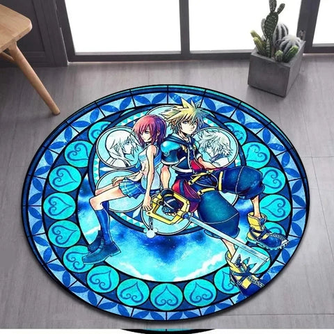 Navak Carpet Daily Picks DISNEY Kingdom Hearts Cartoon-Muster Bereich Teppich Runde Bodenmatte Kind Wohnzimmer Teppich Badezimmer Küche Fußmatte Dekorieren