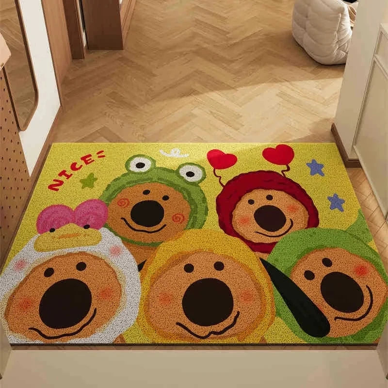 Navak Carpet Cartoon Cute Bear Carpet Living Room Bathroom Balcony Entrance Door Mat Dirty and Non-Slip Easy To Clean Home Decoration Rug