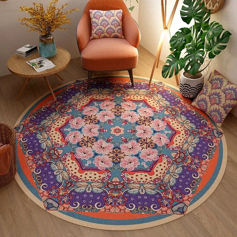 Navak Carpet IKAMA High Sense ethnic bohemian mandala round carpet living room bedroom rocking chair floor Mat Home Decor Large  Area Rug