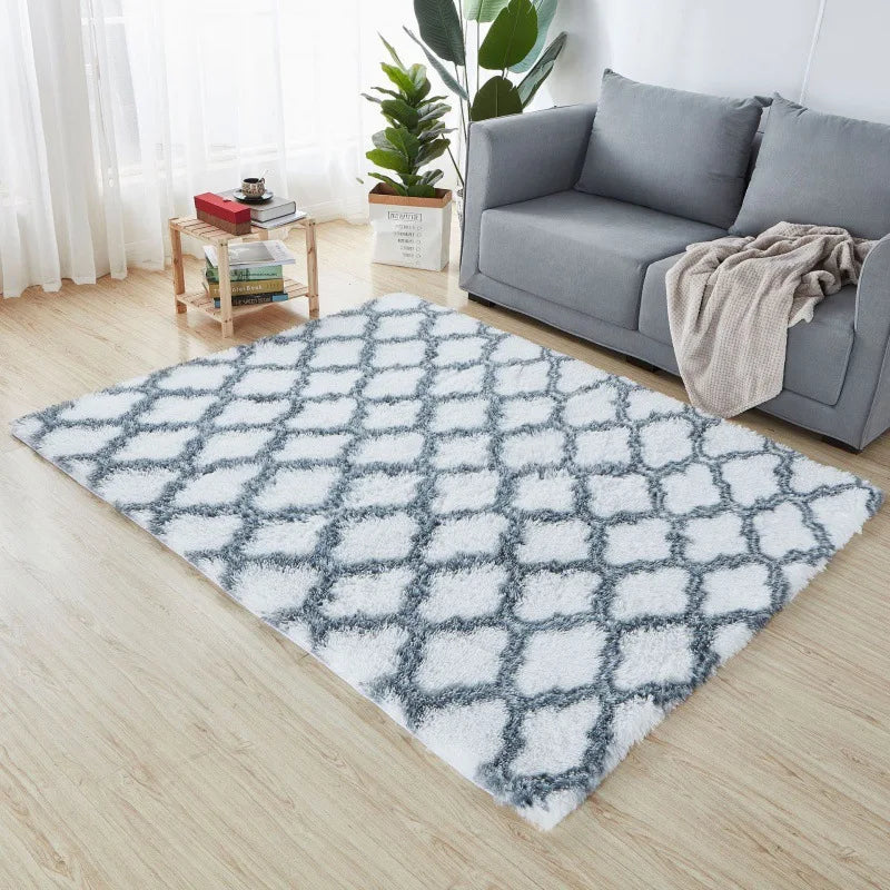 Navak Teppich, weicher, langer Plüschteppich für Schlafzimmer, Wohnzimmer, flauschige Teppichmatten mit Farbverlauf, Batik-Bodenteppiche, Erkerfenster, Heimdekoration