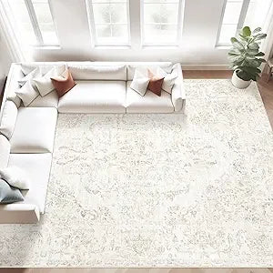 Navak Carpet Area Rug 8x10 Vintage Rug: Large Washable Living Room Rug Retro Medallion Distressed Rug Soft Low Pile Non-Slip Rugs Indoor Floo