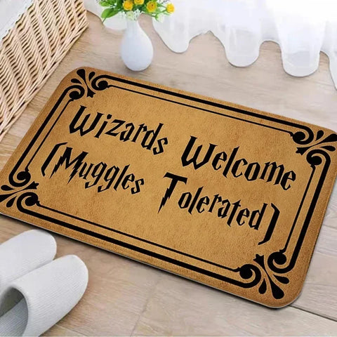 Navak Carpet Welcome Muggles Eingangsmatte Wohnzimmer Bodendekoration Teppich Rutschfester, leicht zu reinigender Teppich Home Office Waschbare Fußmatten