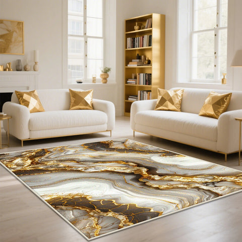 Navak Teppich, goldene abstrakte Marmorstreifen, Teppiche für Wohnzimmer, luxuriöse Schlafzimmerdekoration, große Teppiche, Sofaseite, weiche Lounge-Bodenmatte