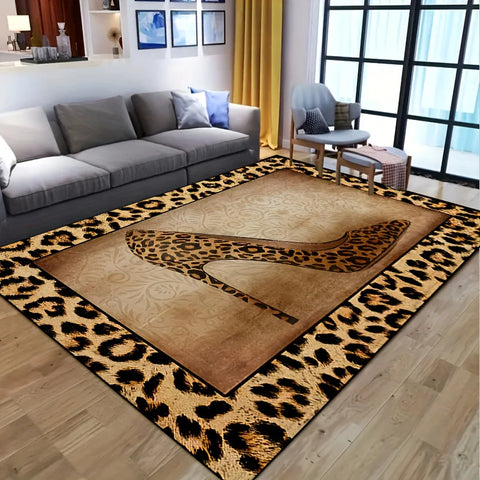 Navak Teppich Leopardenmuster Matte 1 Stück maschinenwaschbar Leopardenmuster Matte Eingang Wohnzimmer Schlafzimmer Kinderzimmer Außenterrasse Gartenteppich