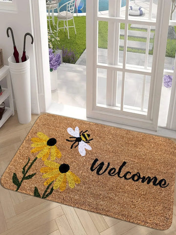 Navak Teppich mit Blumen- und Buchstabengrafik, rutschfeste Fußmatte für drinnen und draußen, Willkommensteppich für Schlafzimmer, Nachttisch, Garderobe, kleine Matten für Zuhause und Küche