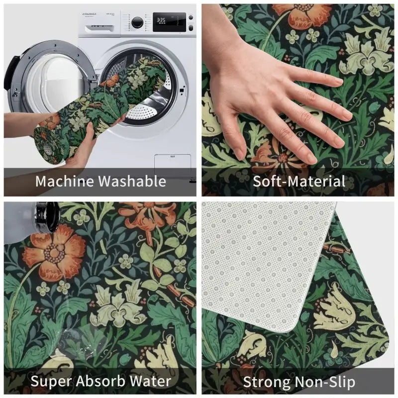 Navak Teppich Custom William Morris Compton Floral Jugendstil Muster Fußmatte Bad Tür Bodenmatte Textil Muster Toilette Teppich Teppich Footpad