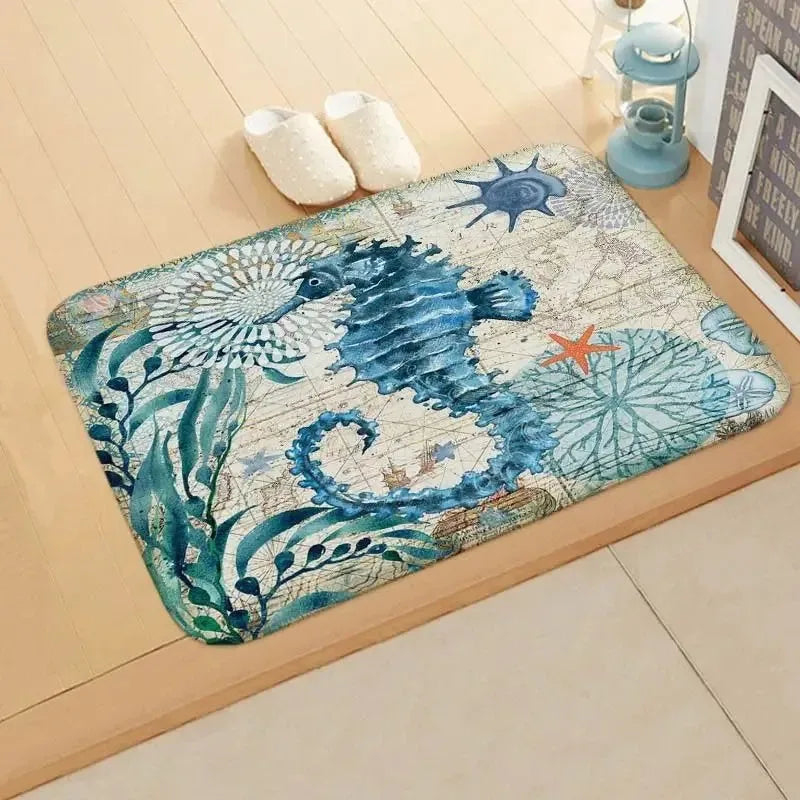 Navak Carpet Beach Seesternmuster Fußmatte Wohnzimmer Eingangsbereich Eingangsteppich Heimdekoration Küche Badezimmer saugfähige Bodenmatte